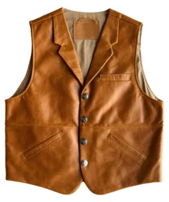 Clay Brown Classic Lapel Leather Vest