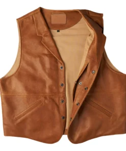 Clay Brown Classic Lapel Leather Vest