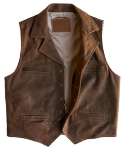 Boone Dark Brown Vest In Leather