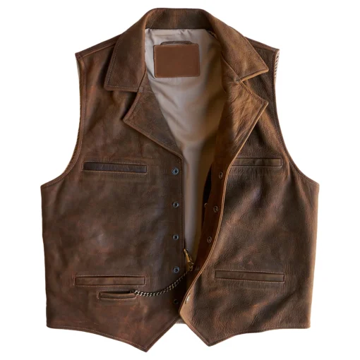 Boone Dark Brown Vest In Leather