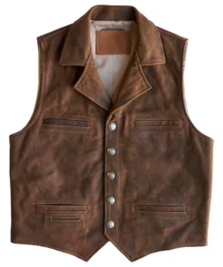 Boone Dark Brown Vest In Leather