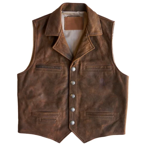 Boone Dark Brown Vest In Leather