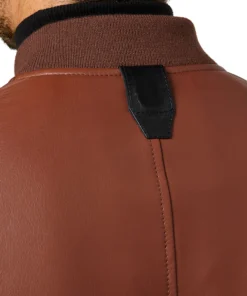 Men’s Brown and Black Bomber Leather Jacket