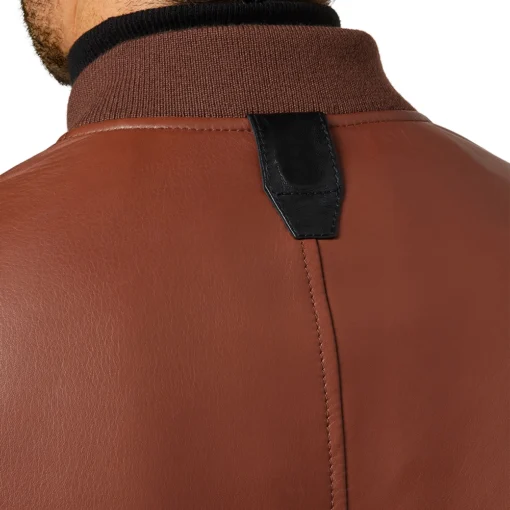 Men’s Brown and Black Bomber Leather Jacket