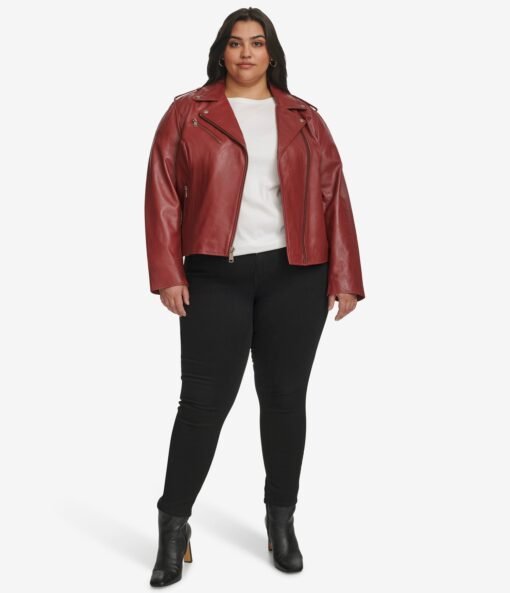 Plus Size Madeline Asymmetrical Leather Jacket