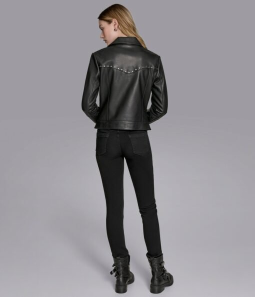 Addie Studded Asymmetric Moto Leather Jacket