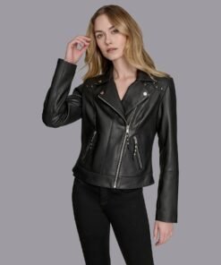 Addie Studded Asymmetric Moto Leather Jacket