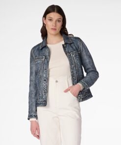 Addison Women Leather Denim Jacket