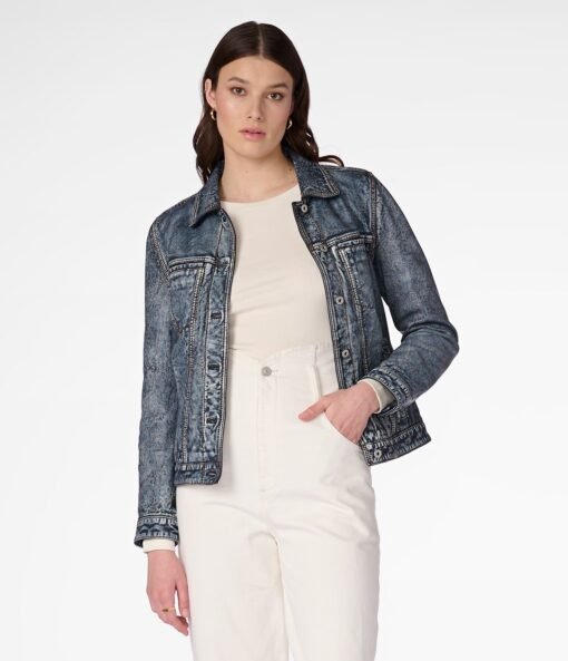Addison Women Leather Denim Jacket