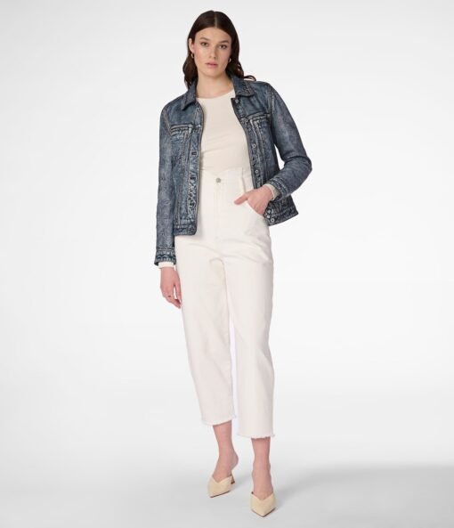 Addison Women Leather Denim Jacket