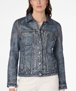 Addison Women Leather Denim Jacket