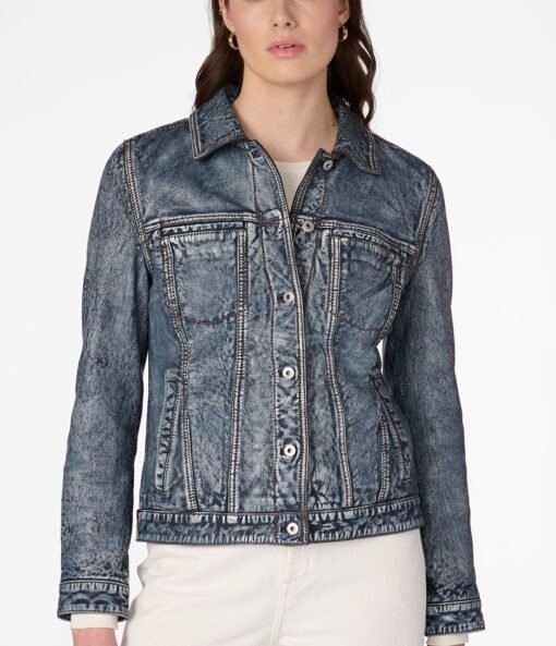 Addison Women Leather Denim Jacket