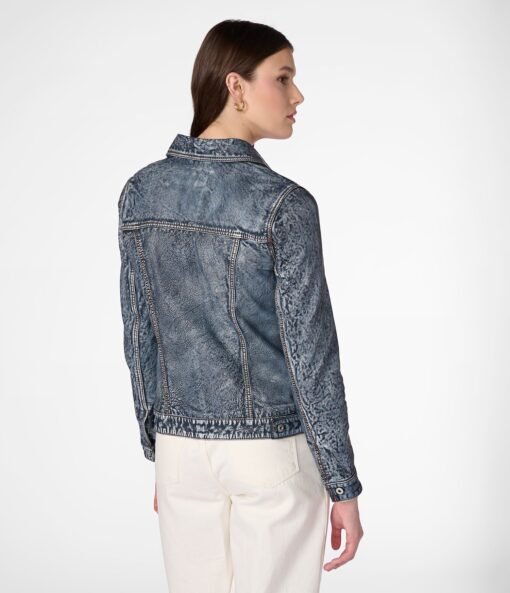 Addison Women Leather Denim Jacket
