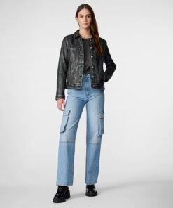Addison Leather Denim Jacket For Women