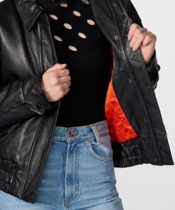 Mya Leather Aviator Jacket