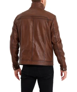 Mens Waxed Bomber Brown Leather Jacket