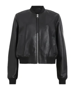 Women Black Jacket Leather Bomber