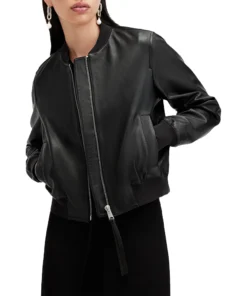 Women Black Jacket Leather Bomber