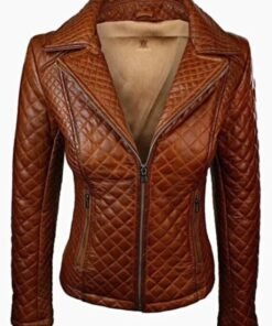 Women Quilted Sheepskin Leather Jacket