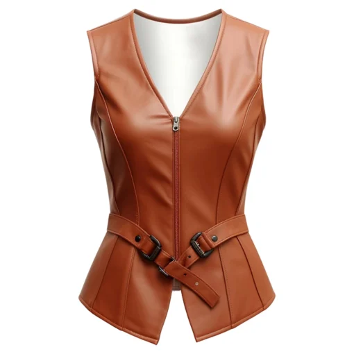 Brown Classic Leather Vest Women