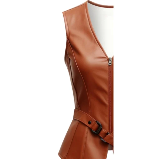 Brown Classic Leather Vest Women