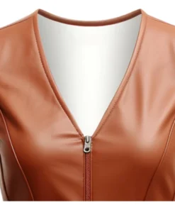 Brown Classic Leather Vest Women