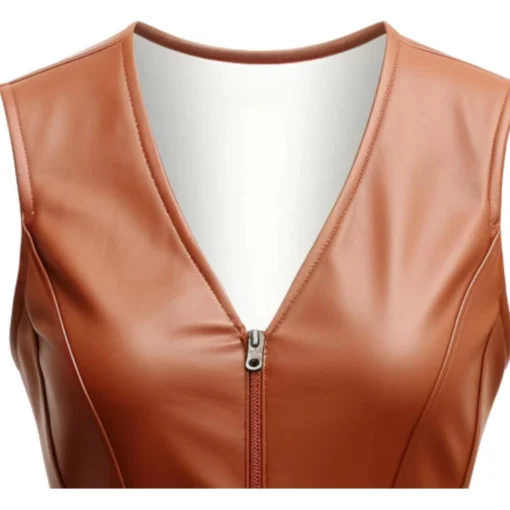 Brown Classic Leather Vest Women