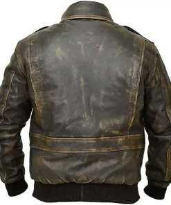 A2 Distressed Aviator Bomber Brown Leather Jacket