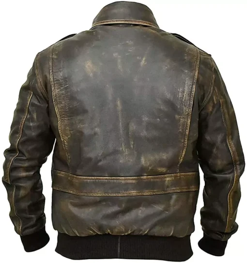 A2 Distressed Aviator Bomber Brown Leather Jacket