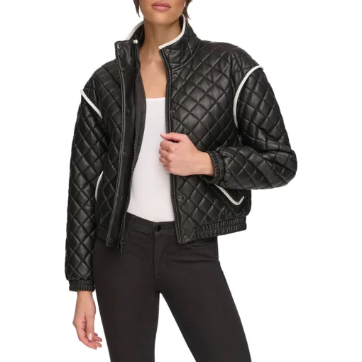 Alia Quilted Bomber Leather Jacket