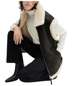 Ballie Black Shearlng Leather Vest