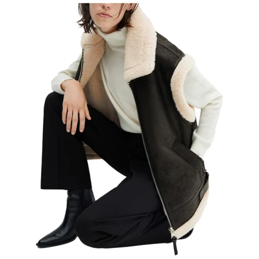Ballie Black Shearlng Leather Vest