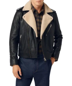 Mens Black Aviator Leather Jacket