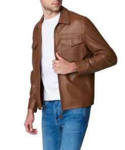 Mack Brown Leather Moto Racer Jacket