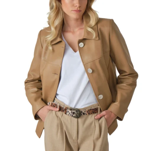 Brown Leather Shirt Womens