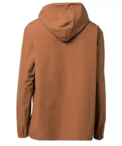 Brown Hooded Cotton Men’s Shacket Jacket