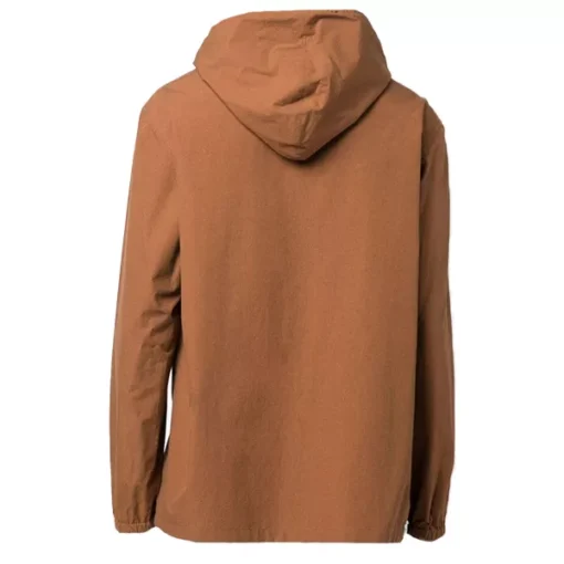 Brown Hooded Cotton Men’s Shacket Jacket