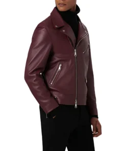 Edward Maroon Biker Leather Jacket