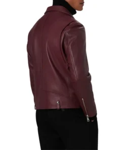 Edward Maroon Biker Leather Jacket