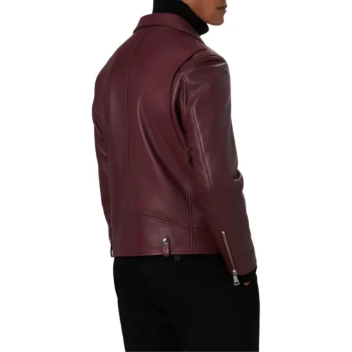 Edward Maroon Biker Leather Jacket