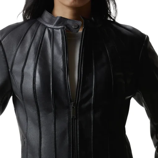 Women’s Slim Fit Black Leather Biker Jacket