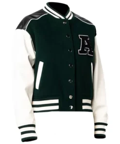 Womens Green And White Varsity Jacket – Baseball Style