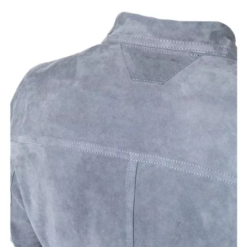 Mens Grey Suede Bomber Jacket