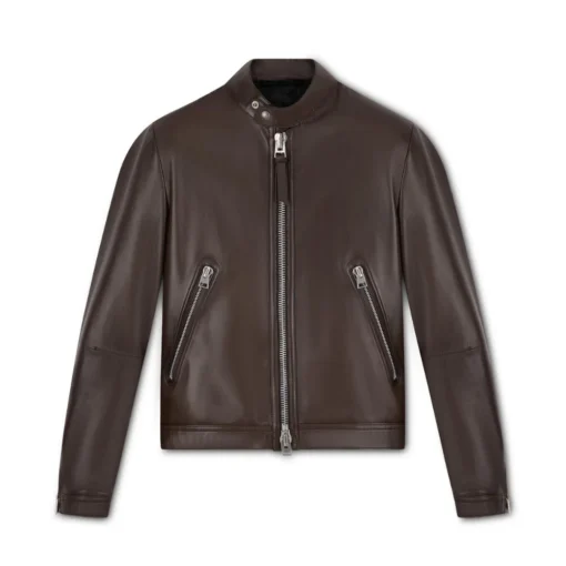 Harold Classic Dark Brown Leather Racer Jacket