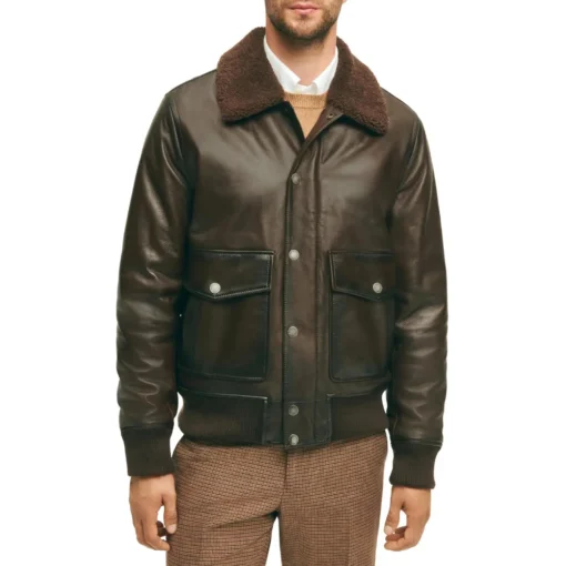 James Chocolate Brown Flight Leather Jacket