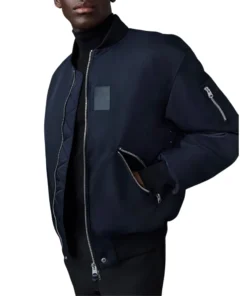 John Shearling Collar Bomber Jacket Black