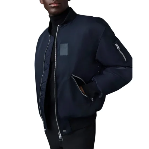 John Shearling Collar Bomber Jacket Black