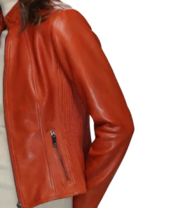Women’s Burnt Orange Leather Moto Jacket
