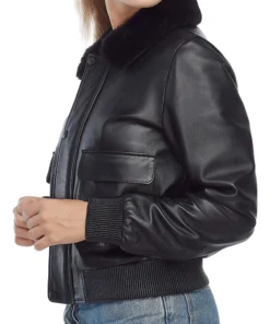 Anne Black Bomber Leather jacket