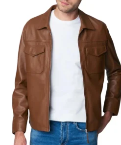 Mack Brown Leather Moto Racer Jacket